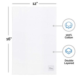Comfy Cubs Burp Cloths for Baby, 100% Cotton Washcloths Double Layered, Large, Extra Absorbent and Soft Muslin Squares for Boys and Girls (White, Pack of 10)
