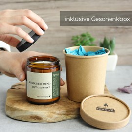 GLÜCKLICHT Duftkerze mit Spruch für Hunde Besitzer & Liebhaber | Handgemacht aus Sojawachs | In Geschenkbox | Nachhaltiges Geburtstagsgeschenk, Gast Geschenk Freunde Dog Mom BFF |Waldspaziergang
