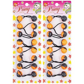 16 Pcs Hair Ties 20mm Ball Bubble Ponytail Holders Colorful Black Two Tone Elastic Accessories for Kids Children Girls Women All Ages (Orange)