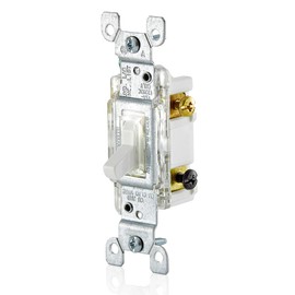 Leviton 15 Amp, 120 Volt, Toggle LED Illuminated 3-Way Switch, Residential Grade, Grounding, L1463-2W, White