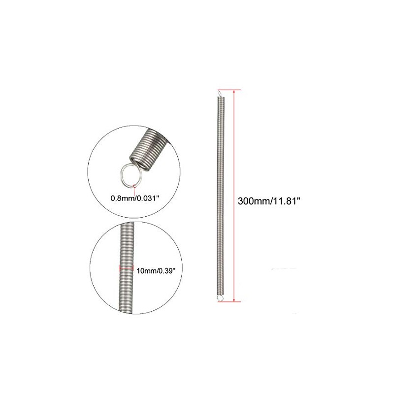 uxcell Extended Tension Spring Wire Diameter 0.031", OD 0.39", Free