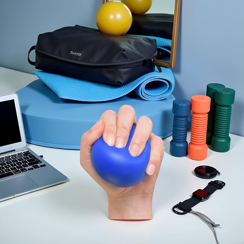 Blue Elastic Finger Strengthening Grip Ball, Wrist Exercise Ball Finger