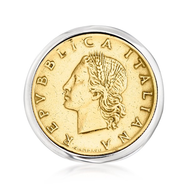 Ross-Simons Italian Genuine 20-Lira Coin Ring in Sterling Silver. Size