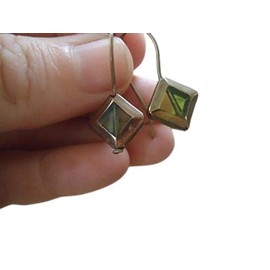 Nostalgic Old Green Glass Long Hook Earrings