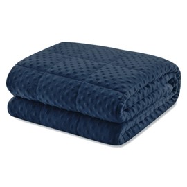 Huloo Sleep Weighted Blanket Queen 15lbs for Adult(60"×80",Navy Blue) Breathable Soft Minky Weighted Throw Blanket for All Season,Heavy Blanket with Premium Glass Beads