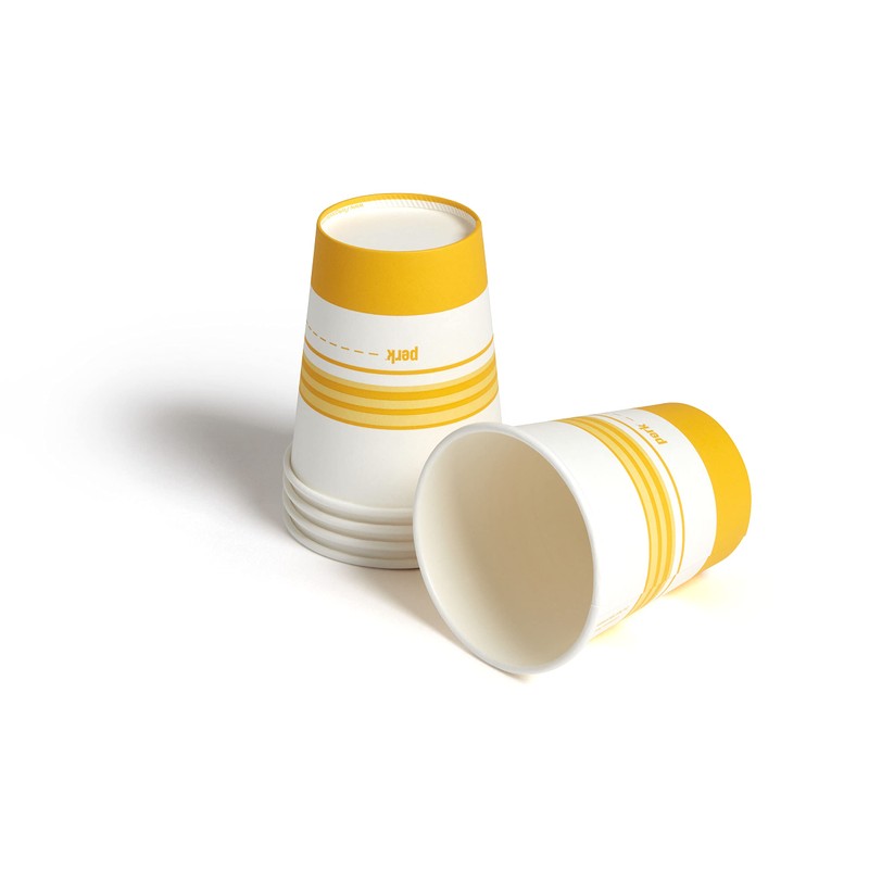 Perk Staples Paper Hot Cup, 8 Oz., White/Yellow