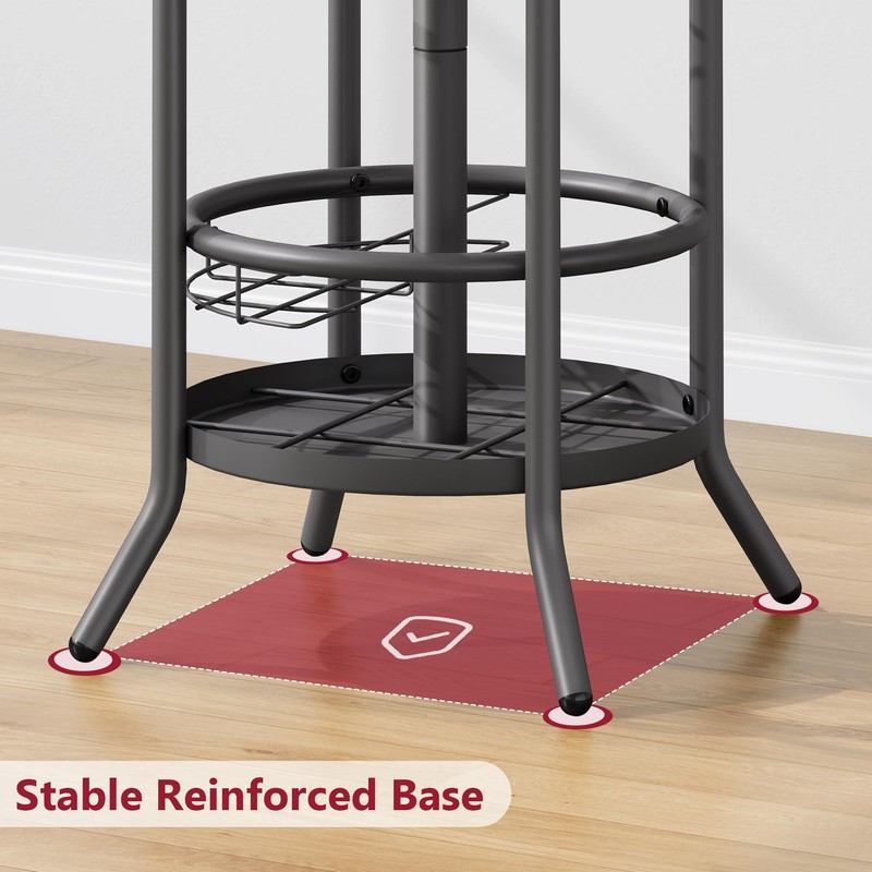 Tajsoon Coat Rack Freestanding with Umbrella Holder,Hangers Stand with 16