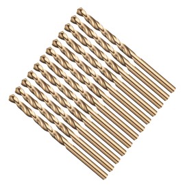 METALLIXITY Drill Bit (1/16") 12Pcs, 4241 High-Speed Steel Straight Shank Gold Finish 135° for Wood Plastic Iron Copper Aluminum Low Soft Metal