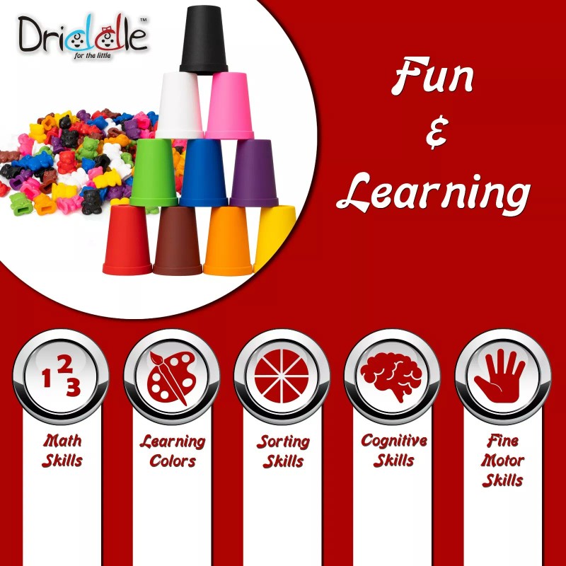 Driddle 100 Colorful Counting Bears With Matching Cups 10 Colors