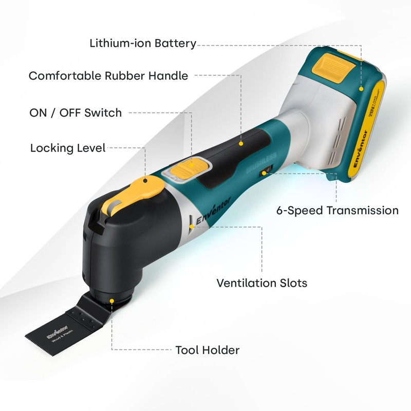 Enventor 20V Cordless Oscillating Multi tool, Brushless Oscillating Saw with