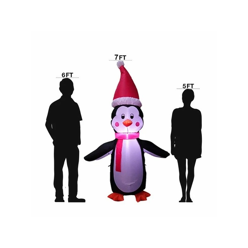 ProductWorks 7-Foot Candy Cane Lane Inflatable Penguin Outdoor Holiday Display