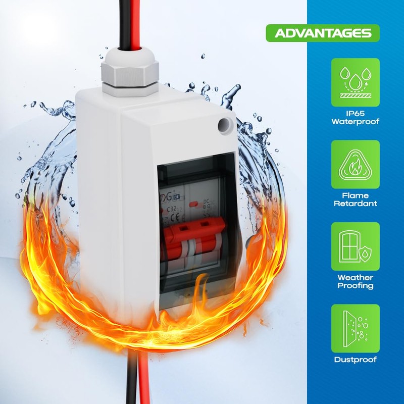 Solar Panel Disconnect Switch, CGELE 32 Amp DC 1000V Breaker