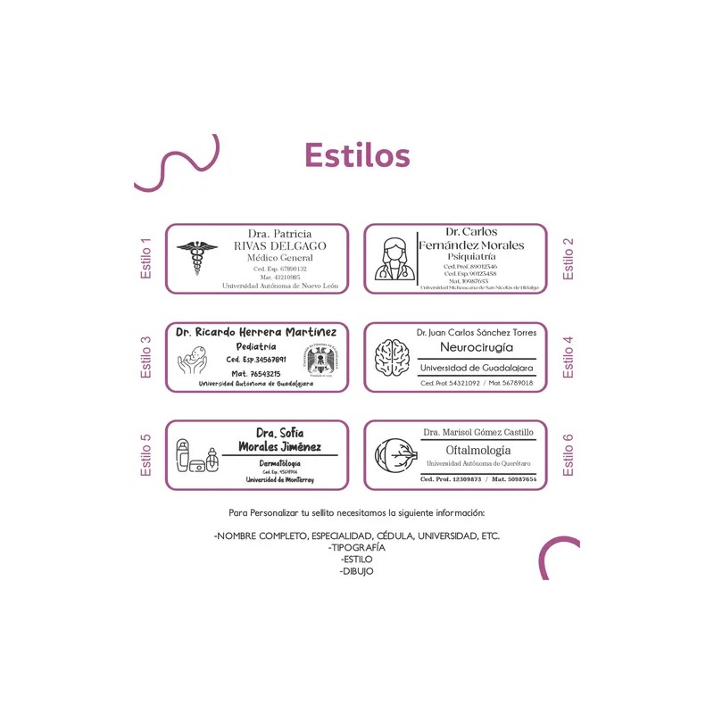 Sello Personalizable Para Doctores Y Medicos 5.8 X 2.2 Cm