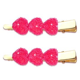 Valentine’s Day Hair Clips Red Heart Hair Clips for Women Triple Heart Hairpins Sweet Hair Barrettes Holiday Hair Accessory Gifts Party Favors