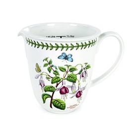 Portmeirion Botanic Garden 30oz Measuring Jug - Fuchsia Motif, Fine Porcelain All-Purpose Kitchen Tools, Dishwasher, Microwave, Freezer, Oven Safe - Elegant Baking & Cooking Essential