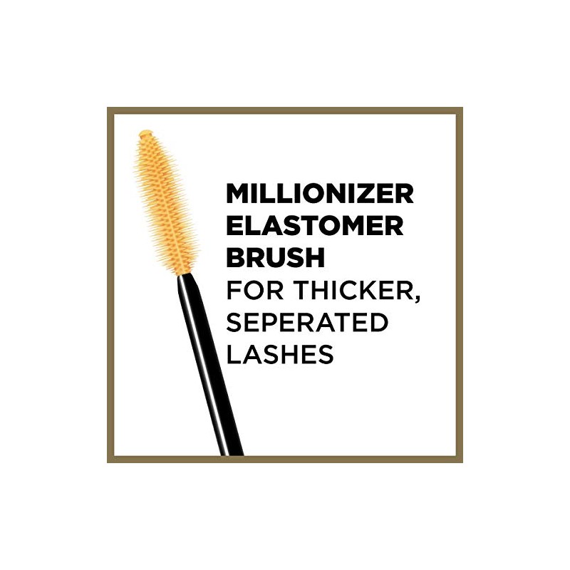 LOreal Paris Voluminous Million Lashes Waterproof Mascara, Blackest Black, 0.32