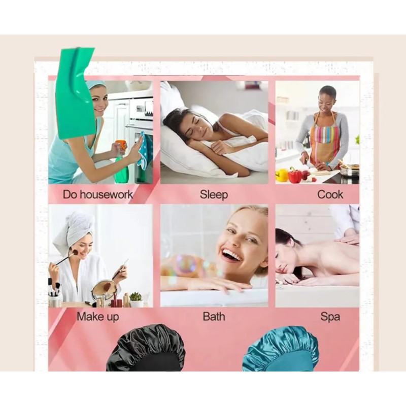 2 Gorros De Satín Método Curly Para Dormir Banda Ajustable