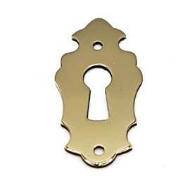 Ornate Brass Keyhole Escutcheon Cover Plate for Long Case Clocks, 40mm x 20mm, Victorian Style