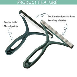 Reusable Dog Hair Remover Pet Hair Lint Remover Tool Portable Lint Remover Easy to Clean Fixed Areas Fur from Carpet, Furniture, Rugs, Stairs, bedding and Sofa (Green)