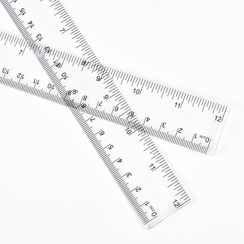 Unjoo Clear Plastic Ruler 12 Inch Straight Rulers, Shatterproof Ruler