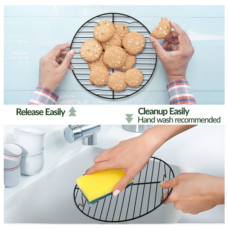 TeamFar Round Cooling Rack, 9" Non-stick Stainless Steel Baking Rack