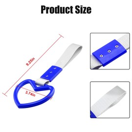 Fekey&JF 2PCS Tsurikawa Rings Heart-Shaped Car Hand Strap, Rear Bumper Warning Loop Janpanese Heart Handle for SUV, Subway, Bus, Auto Interior Exterior Warning Decoration (Blue/White)