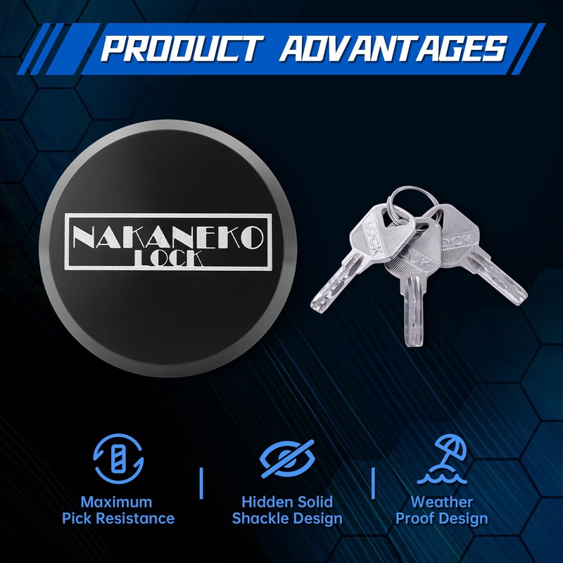 NAKANEKO 4 Pack Puck Lock Padlock Without Keyed Alike Hidden