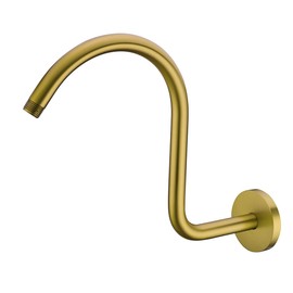 SEABEFORE 13 Inch Shower Arm,S Shaped Shower Head Riser Pipe Goose Neck Shower Arm High Rise Extender with Flange,Champagne Bronze,SE-RD91098-13CB