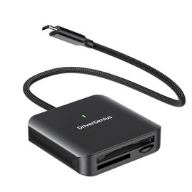 DriverGenius HB081 | 3-in-1 CFast 2.0 Reader USB-C UHS-II 4.0 SD/microSD Card Reader (Metal, Click Popping Design)