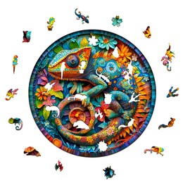 Jigfoxy Wooden Jigsaw Puzzles for Adults, Chameleon Wooden Puzzles 300pcs, Birthday Gifts for Family Friend(13.4 * 13.4in)