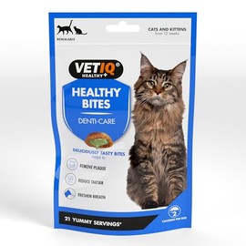 VETIQ VETIQ Healthy Bites Denti-Care Treats For Cats & Kittens 12+ Weeks, High in Protein, Helps to Reduce & Prevent Plaque & Tartar & Freshens Breath, 65 g (Pack of 4)
