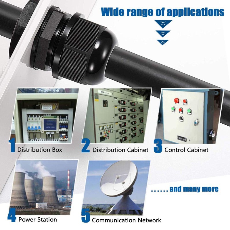 Gebildet 30Pcs PG13.5 Cable Gland, Plastic Waterproof Adjustable 6.0-12mm Cable