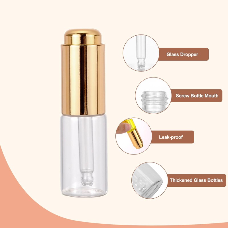 Ellbest 8Pcs 10ml Clear Press Dropper Bottles, Empty Refillable Essential