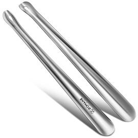 ZOMAKE Shoe Horn Long Handle for Seniors Men Women,Metal Long Shoehorn Boot Horn 16.5",Stainless Steel Shoe Spoon Helper(2 Pcs)