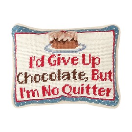 C&F Home I'd Give Up Chocolate Needlepoint Small Petite Accent Pillow Decor Decoration Throw Pillow for Couch Chair Living Room Bedroom 6.5" x 9" Red