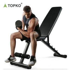 TOPKO US Professional Adjustable Sit-up Gym Bench Metal Weight Bench for Home Training Dumbbell Equipment Fitness Chair for Homecolor: Black, Size: 114*43*109CM