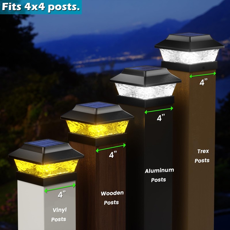 SIEDiNLAR Solar Post Cap Lights 2 Modes Metal 4x4 Deck