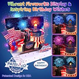 Birthday Card, Musical Pop Up Greeting Cards w Light, Blow Out Candle & Play Happy B-day Music Pop Up Card, Greeting Cards Gifts for Him or Her (Birthday Song, Presidential Blessings & Surprise)
