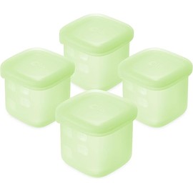 Olababy Clear Sense Silicone Storage Containers 4pk for Baby Food, Snacks, Formula, Puree, Sauce & More | Micro Plastic & BPA-Free | Daycare Essentials for Toddlers and Kids (Kiwi, 4 oz / 120 ml)