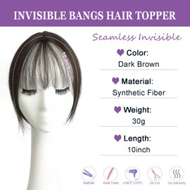 Xyndragh Hair Toppers for Women Synthetic Hair, 360° 3D Cover Wispy Bangs Hair Pieces, Hair Toppers for Women with Thinning Hair Pieces (Dark Brown)