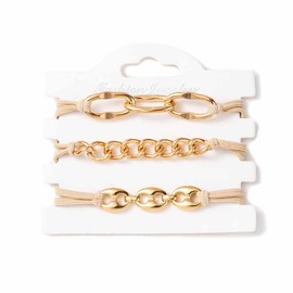 3 Pcs Bracelet Hair Ties Metal Chain Hair Bands Elastic Hair Ropes Ponytail Holder Hair Jewelry Accessories for Women and Girls (Gold)