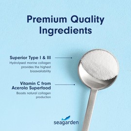Seagarden Marine Collagen Powder + Vitamin C | Collagen Peptides Powder (Type I & III) | Wild-Caught Arctic Cod | Collagen Supplements| Skin, Hair, Nails, I Strawberry Taste I 150g