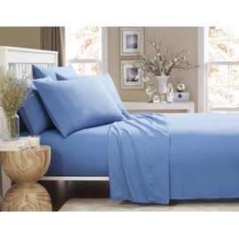 Spirit Linen home SL EST. 1988 Solid Collection Bed Sheet Set- Ultra Soft, Lightweight & Wrinkle Resistant Fabrics, Hypoallergenic Double Brushed Microfiber, King, Cornett Blue