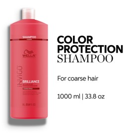 Wella Professionals Invigo Brilliance Shampoo for Coarse Hair | Color Protection & Vibrancy | 33.8 Fl Oz