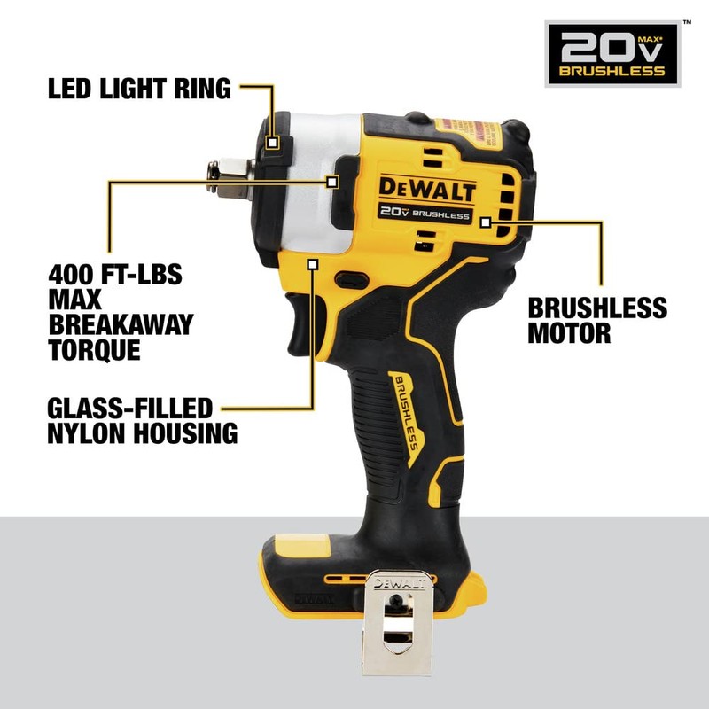 DEWALT DCF911B 20V MAX* 1/2" Impact Wrench with Hog Ring