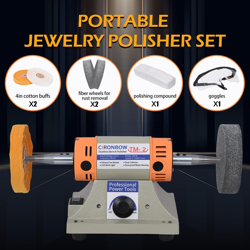 4" Jewelry Polisher- Adjustable Variable Speed Grinder Machine, Dental Buffer