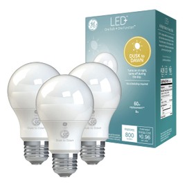 GE Lighting LED+ Dusk to Dawn Outdoor LED Light Bulbs with Sunlight Sensors, Automatic On/Off Light Sensing Bulbs, Soft White, A19 Bulbs (3 Pack)