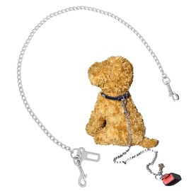 Mogokoyo Stainless Steel No chew Dog Car Seat Belt, Pet Vehicle Safety Restraint Tether, Heavy Duty Big Canine Dog Car Leash Strap with Double Clip and Latch Attachment-33 Inch