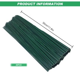 Floral Wire Stems 2mm, 50 Pcs Florist Stem Wires for Flowers 11.8 Inch Floral Craft Binding Wire Sticks for Handcrafts DIY