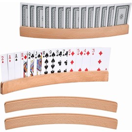 Adgadg Card Stand, Set of 4, Playing Card Stands, Wooden Card Holder, Wooden Card Rack, Poker Game, Trekking